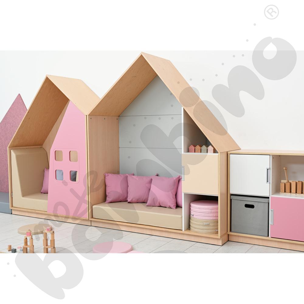 Quadro - szafka-domek z 2 półkami, skrzynia klon jasny,szara