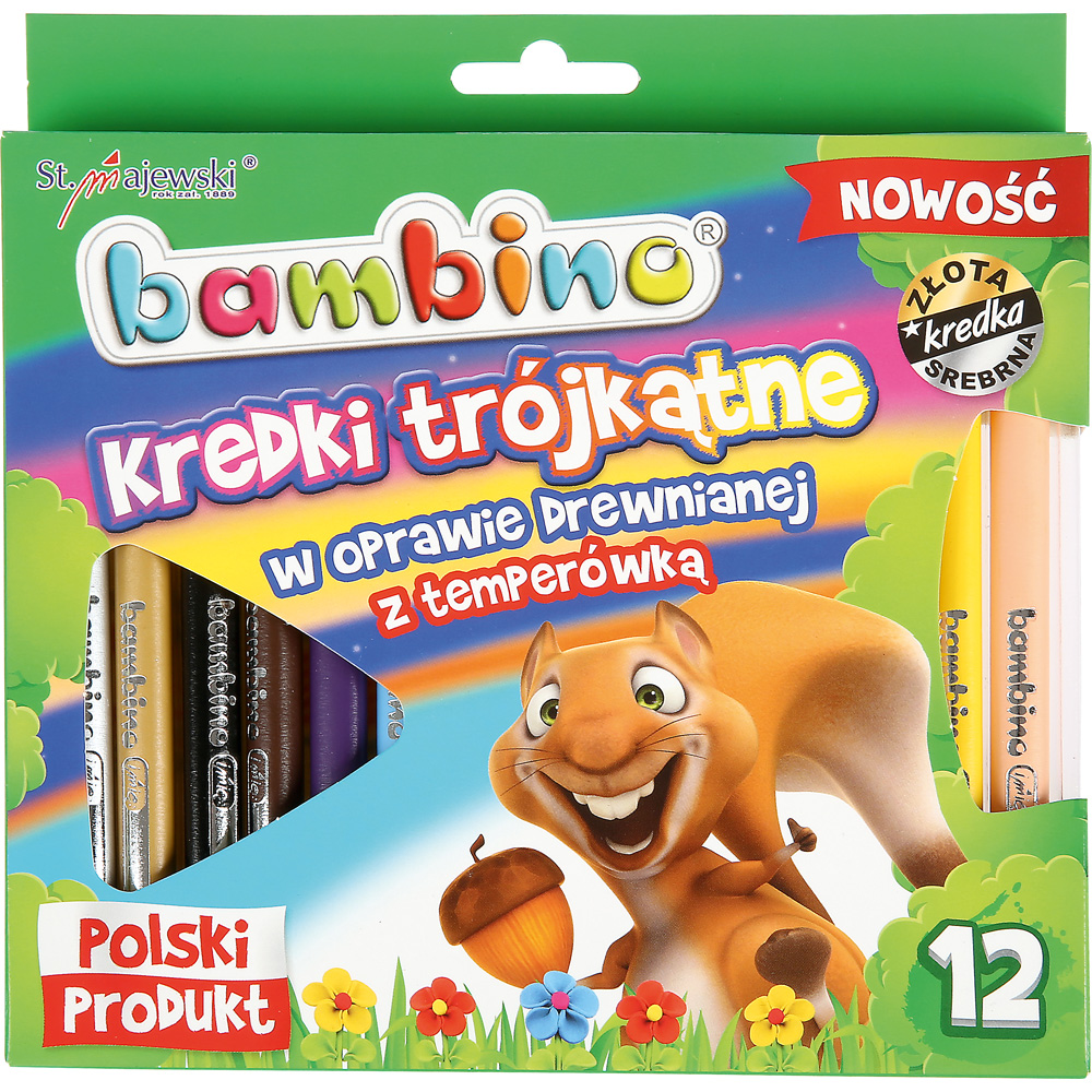 Drevené trojhranné farbičky Bambino - 12 ks