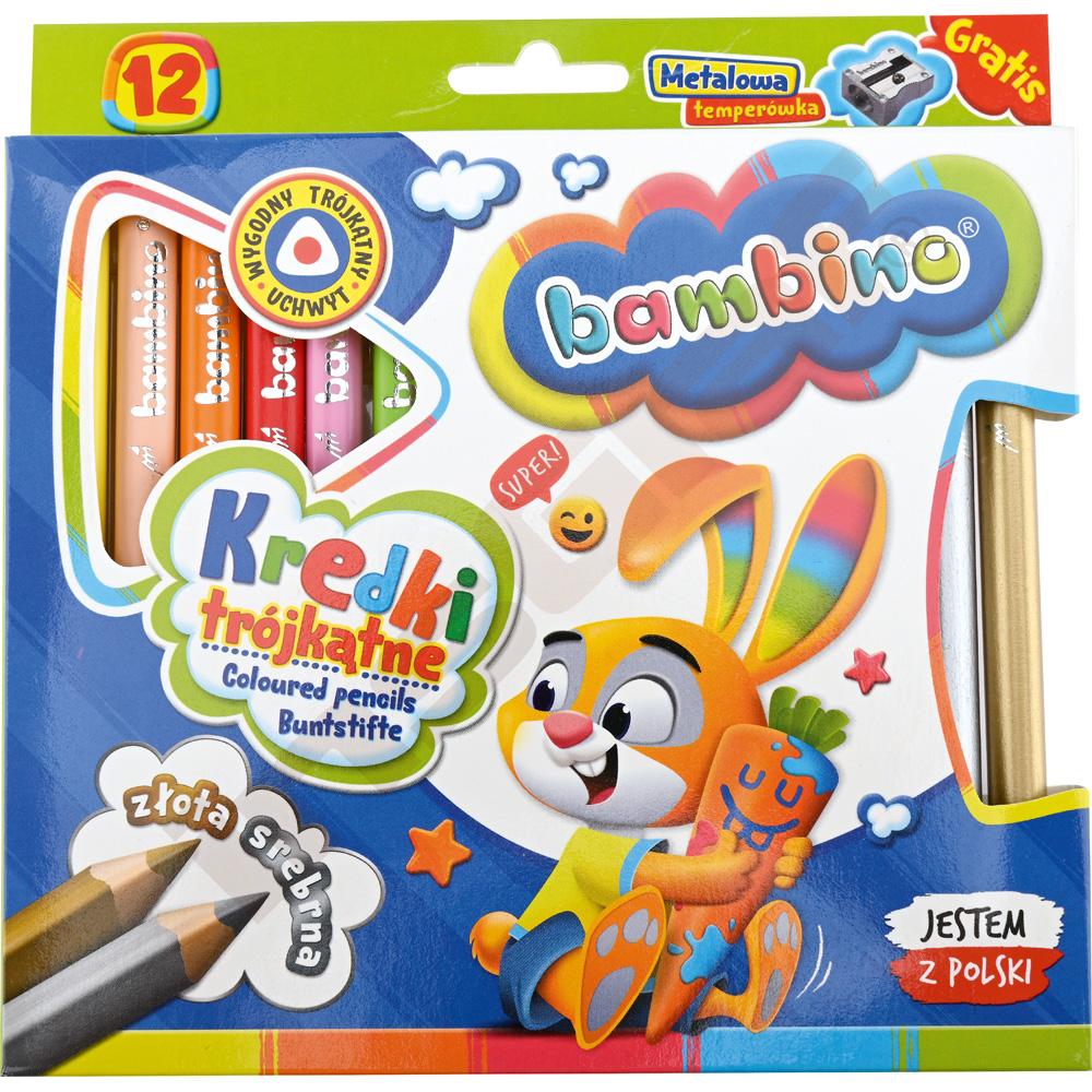 Trojhranné pastelky Bambino dřevěné - 12 ks 