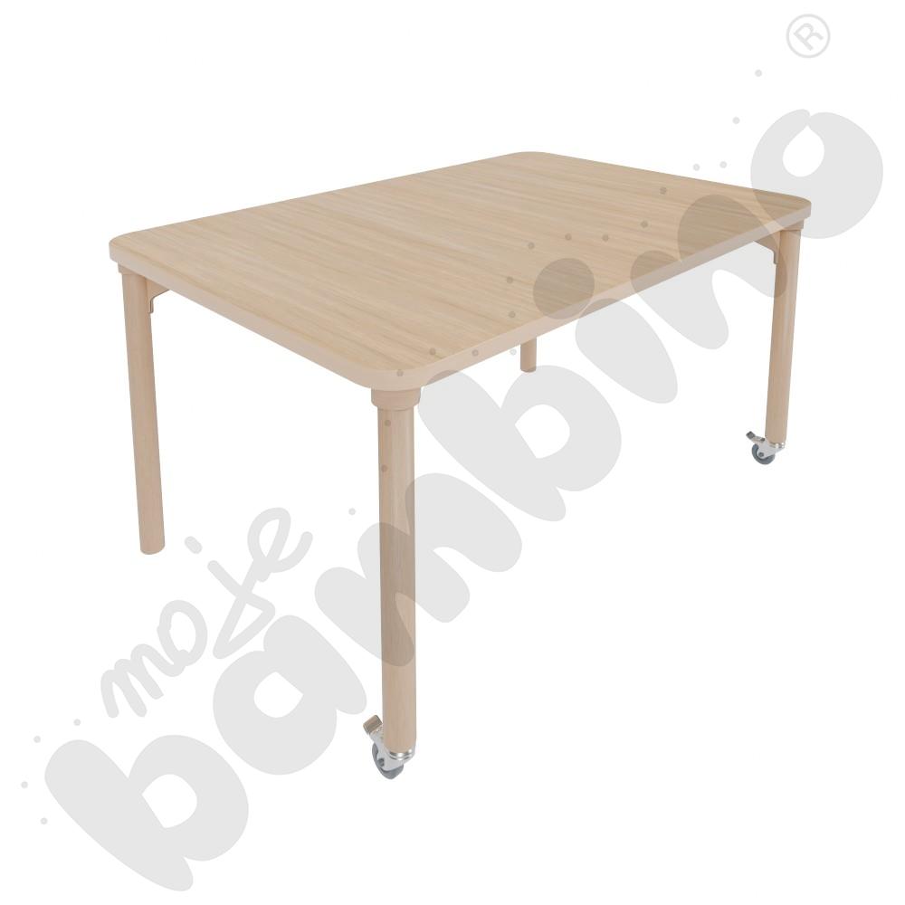 Stół Marcus 120 x 60 cm, rozm. 2, nogi drewniane brzozowe z 2 kółkami, blat HPL klon, obrzeże ABS