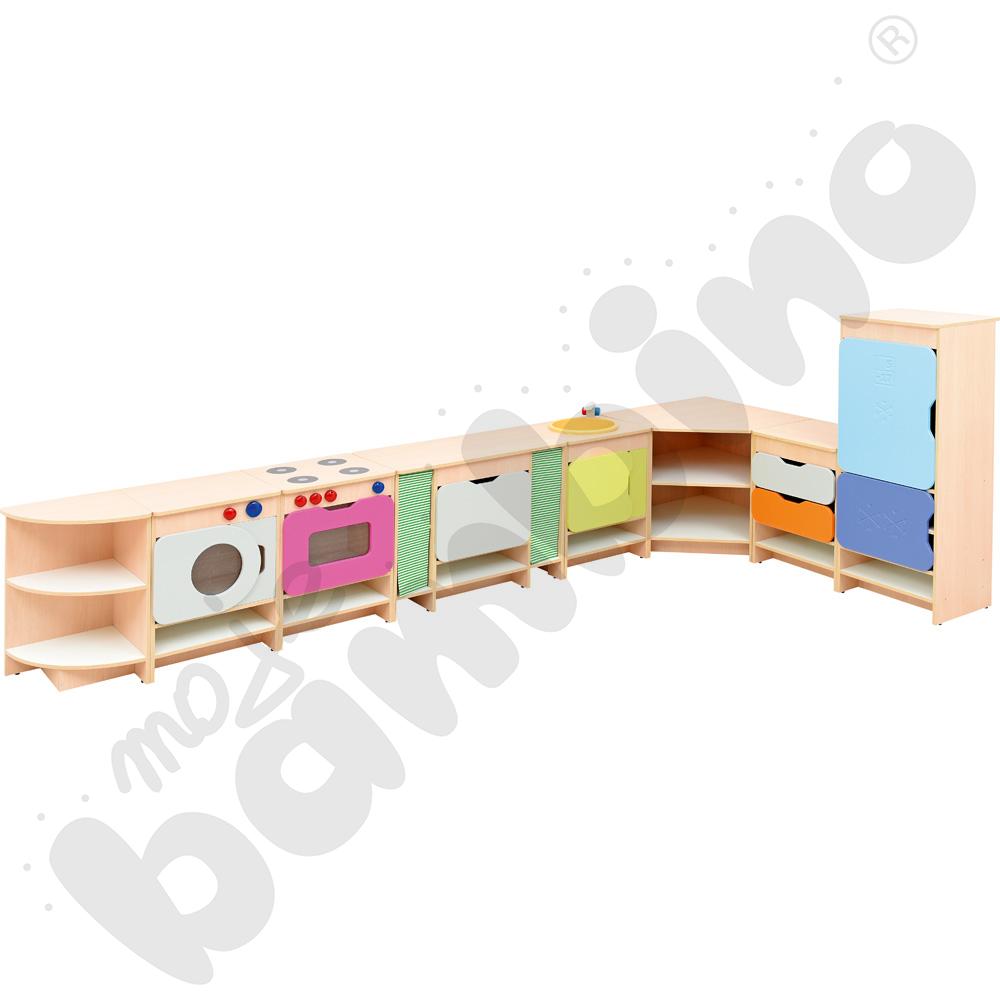 Kuchnia Quadro - zestaw z lodówką, skrzynia klon jasny