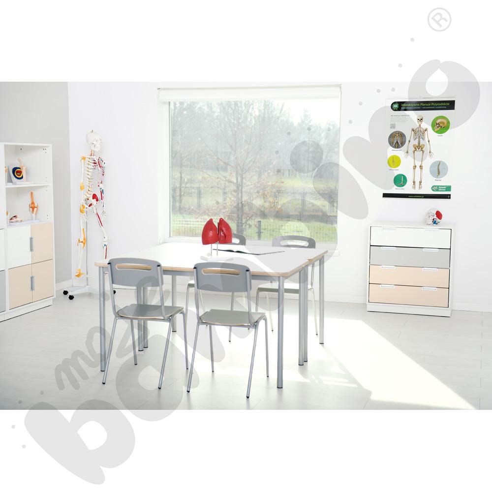 Stół Mila prostokątny 140x70, blat HPL biały, narożniki zaokrąglone, rozm. 6