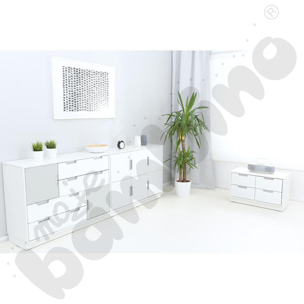 Quadro - szafka S na 4 szuflady na cokole, biała