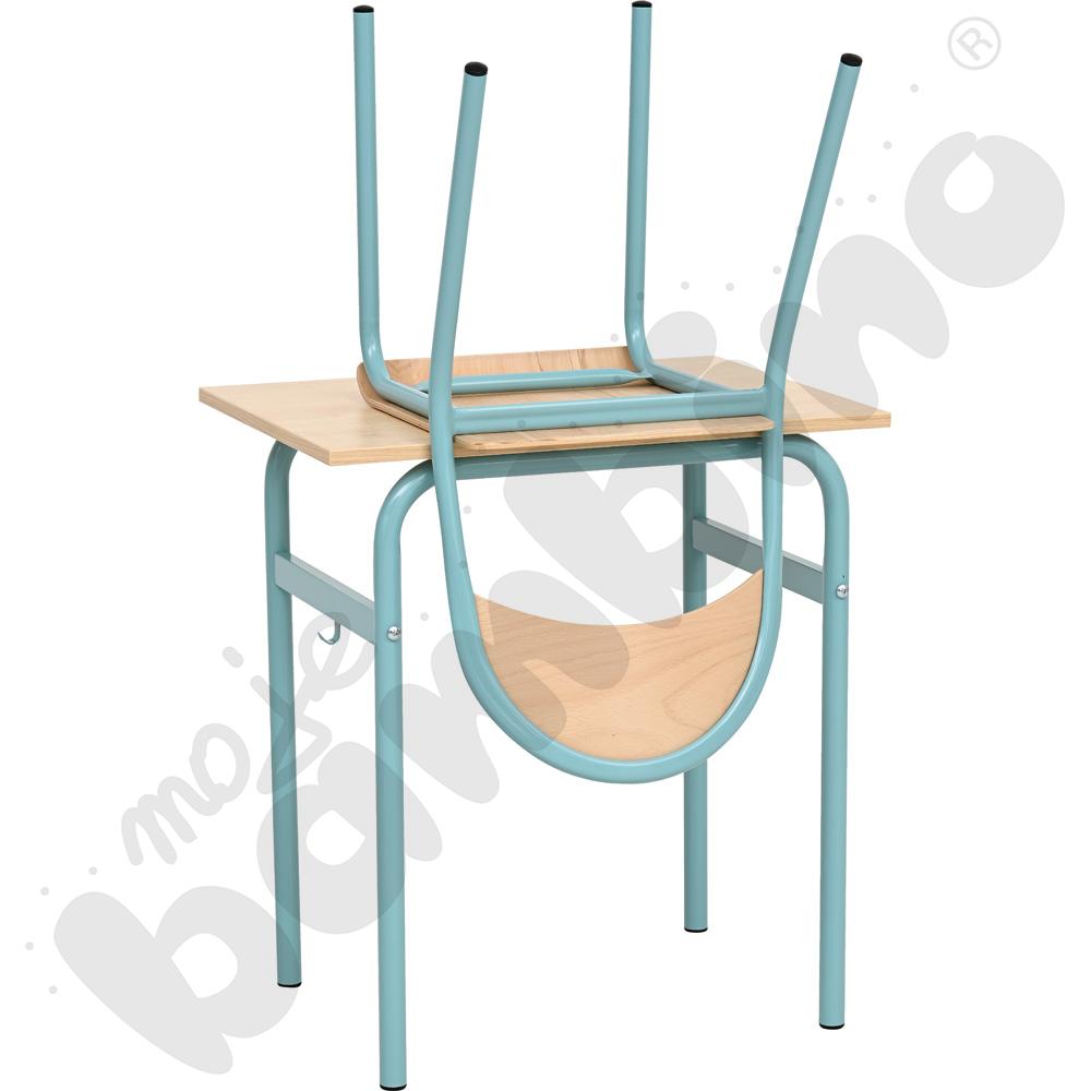 Stół Daniel 1-os. klon 375 z krzesłem P, rozm. 6, turkusowe