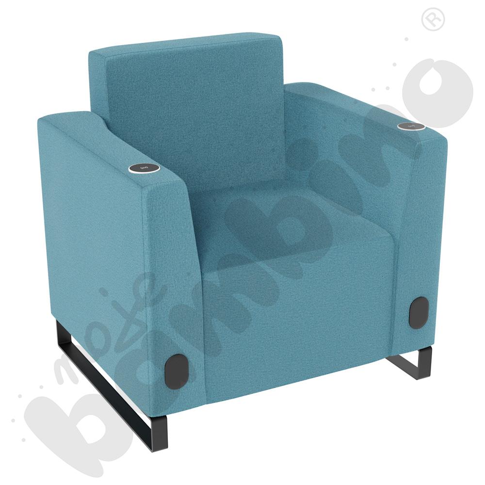 Fotel Universum wys. 82 cm, 2 boki niskie, oba z gniazdkiem elektrycznym i indukcją, tkanina KG07