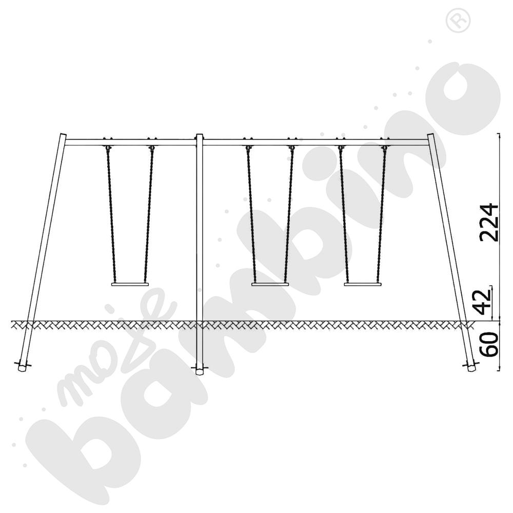 Huśtawka potrójna Urbi, słupy metalowe C/ bez zawiesi