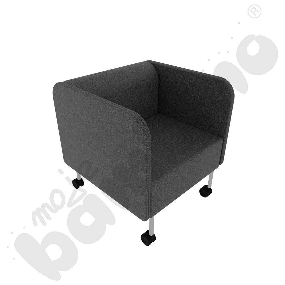 Fotel Versa z kółkami na twardą powierzchnię, stelaż jasnoszary, tkanina RO40