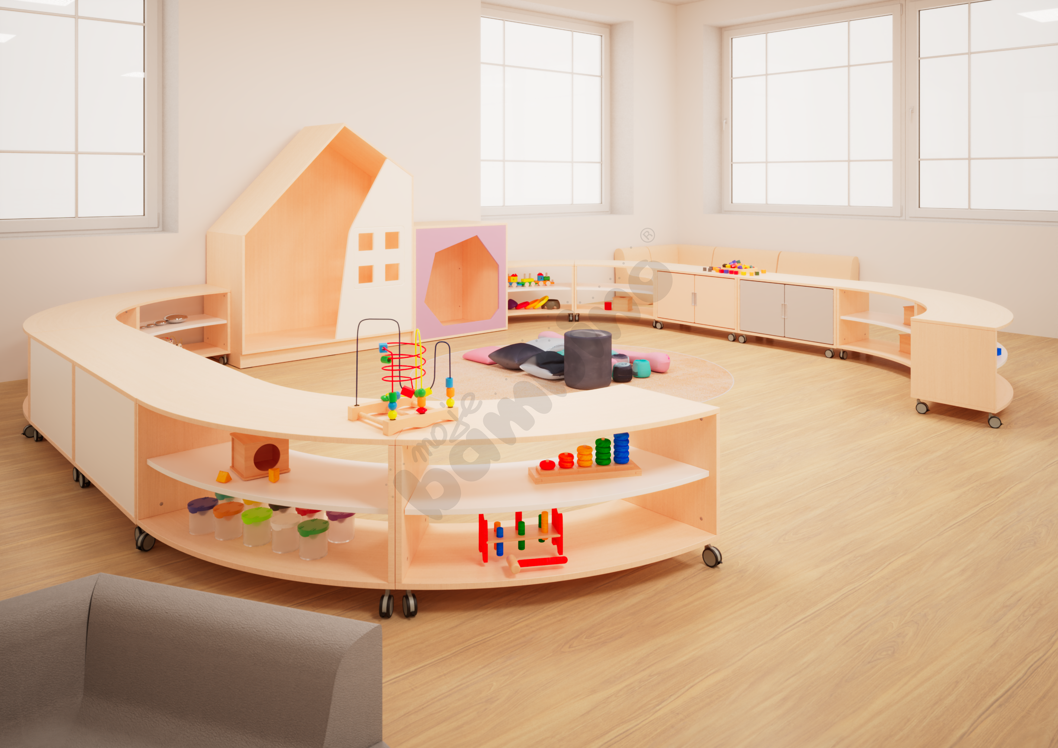 Sala przedszkolna z elementami sensorycznymi