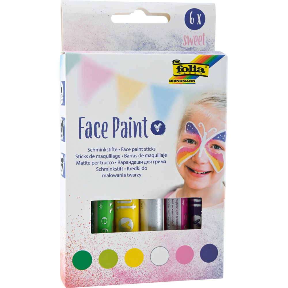 Pastelky na maľovanie na tvár, 6 farieb - sada Ali