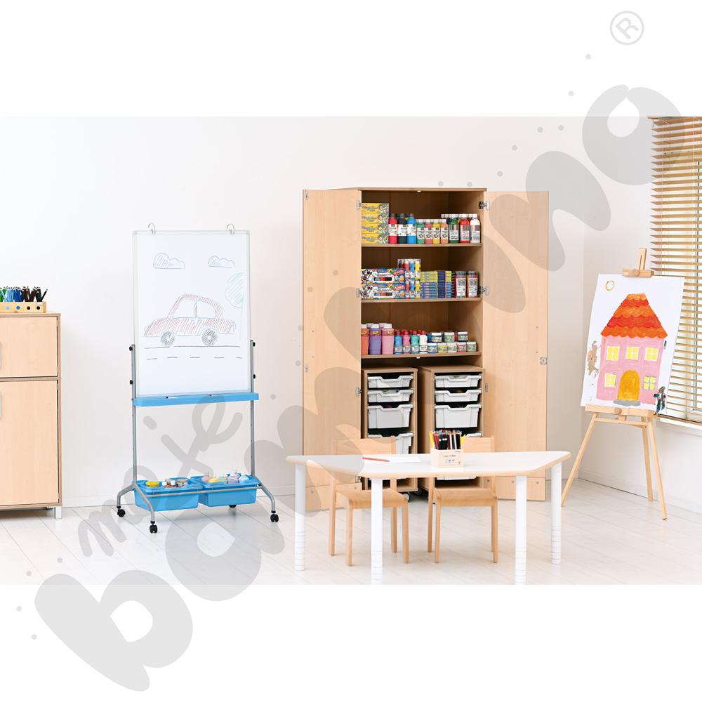 Szafa wysoka Flexi z mobilnymi organizerami i pojemnikami - jasnoszarymi