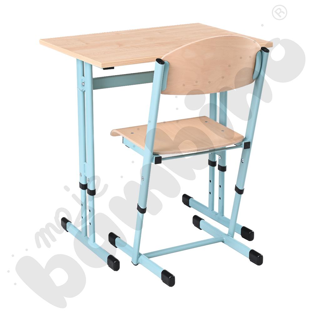 Stół IN-R 1-os. klon 375 z krzesłem T 3 w 1, rozm. 4-6, turkusowy