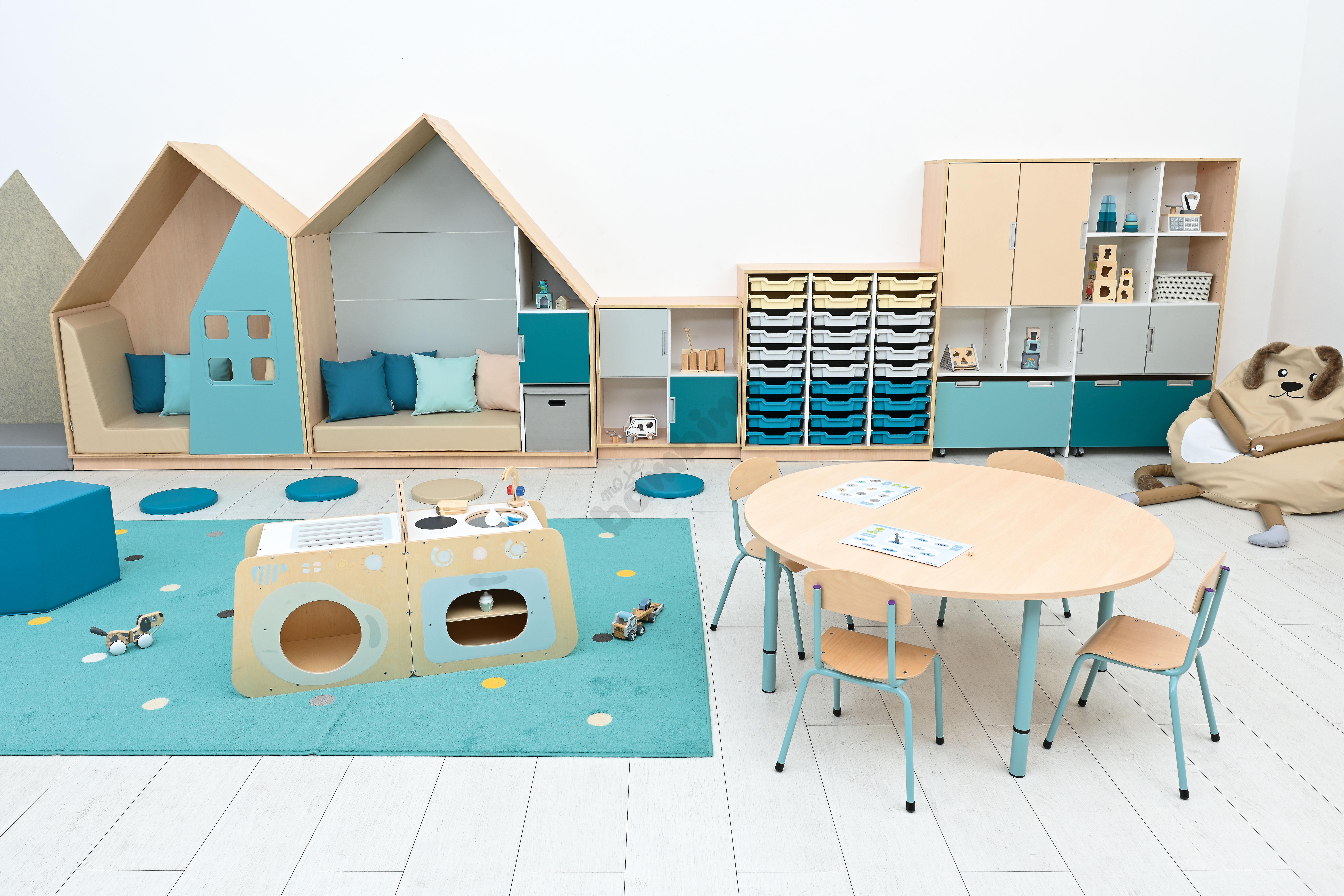 Sala przedszkolna Quadro w kolorystyce  turkusowo-morskiej