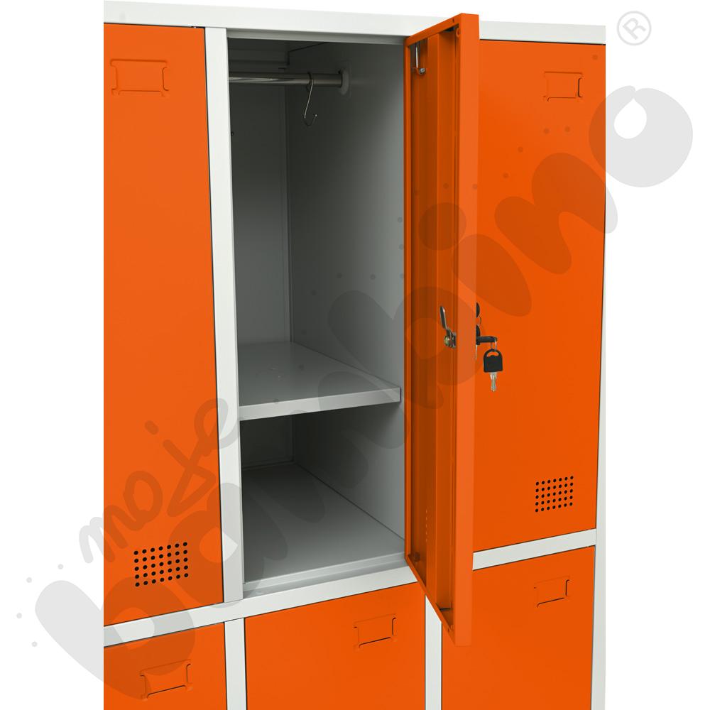 Szafa ubraniowa z 6 schowkami, 150 cm - drzwi pomarańczowe