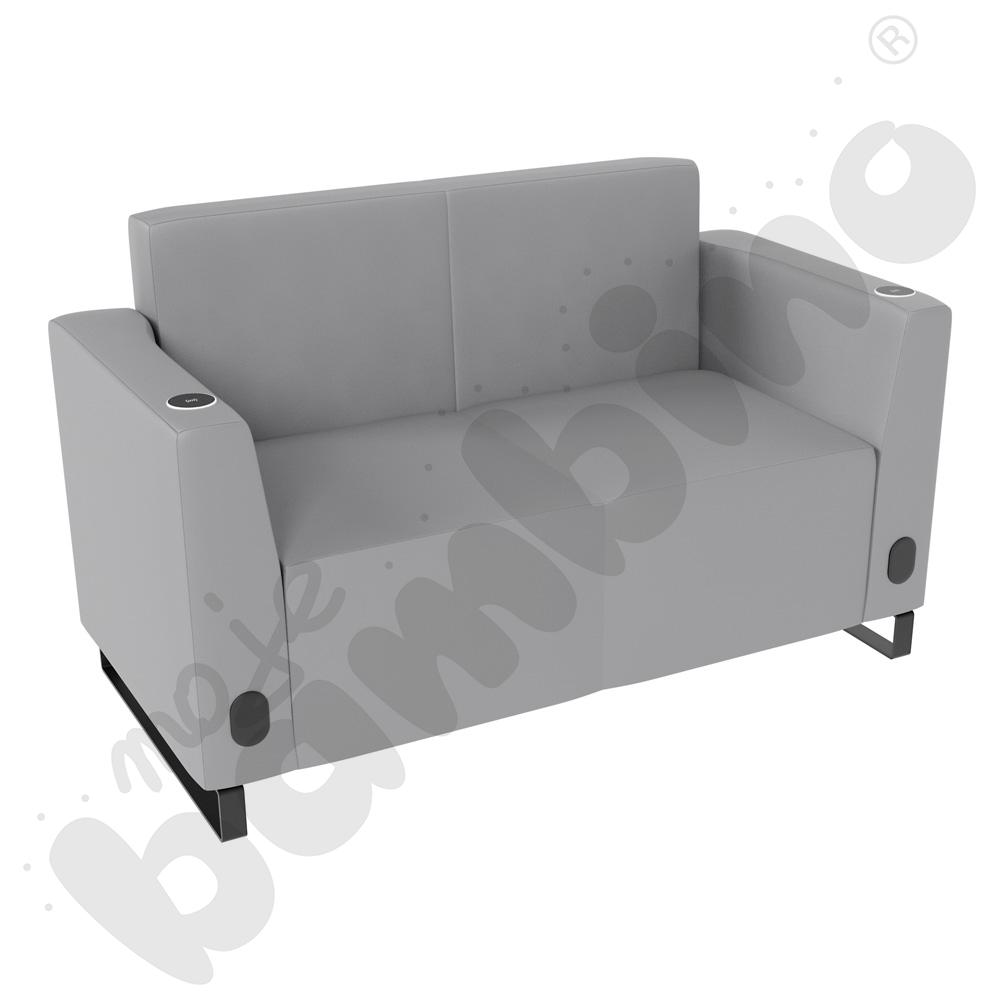 Sofa Universum 2-os. wys. 82 cm, 2 boki niskie, oba z gniazdkiem elektrycznym i indukcją, tkanina MT02