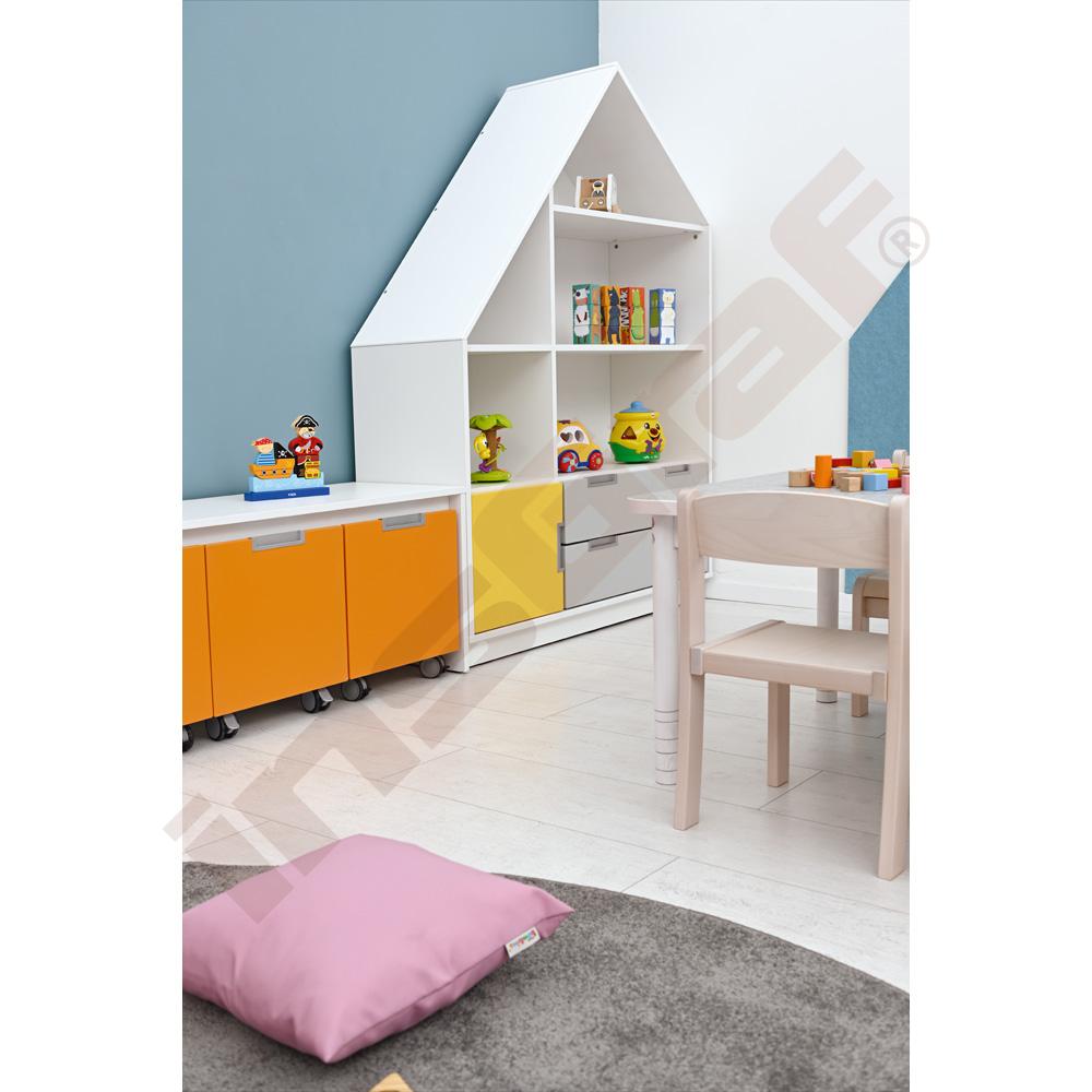 Quadro - skříňka-domeček se 3 policemi, k doplnění 4 širokými zásuvkami, korpus bílý