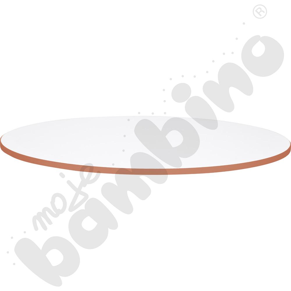 Blat Quadro biały okrągły, łososiowe obrzeże