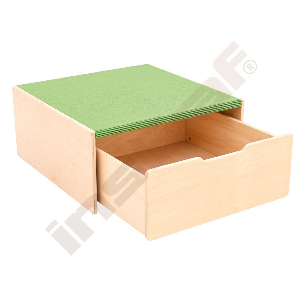 Štvorcové pódium so zásuvkou, výška 30 cm - svetlozelený