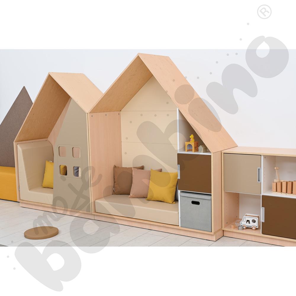 Quadro - szafka-domek z 2 półkami - kość słoniowa, skrzynia klon jasny