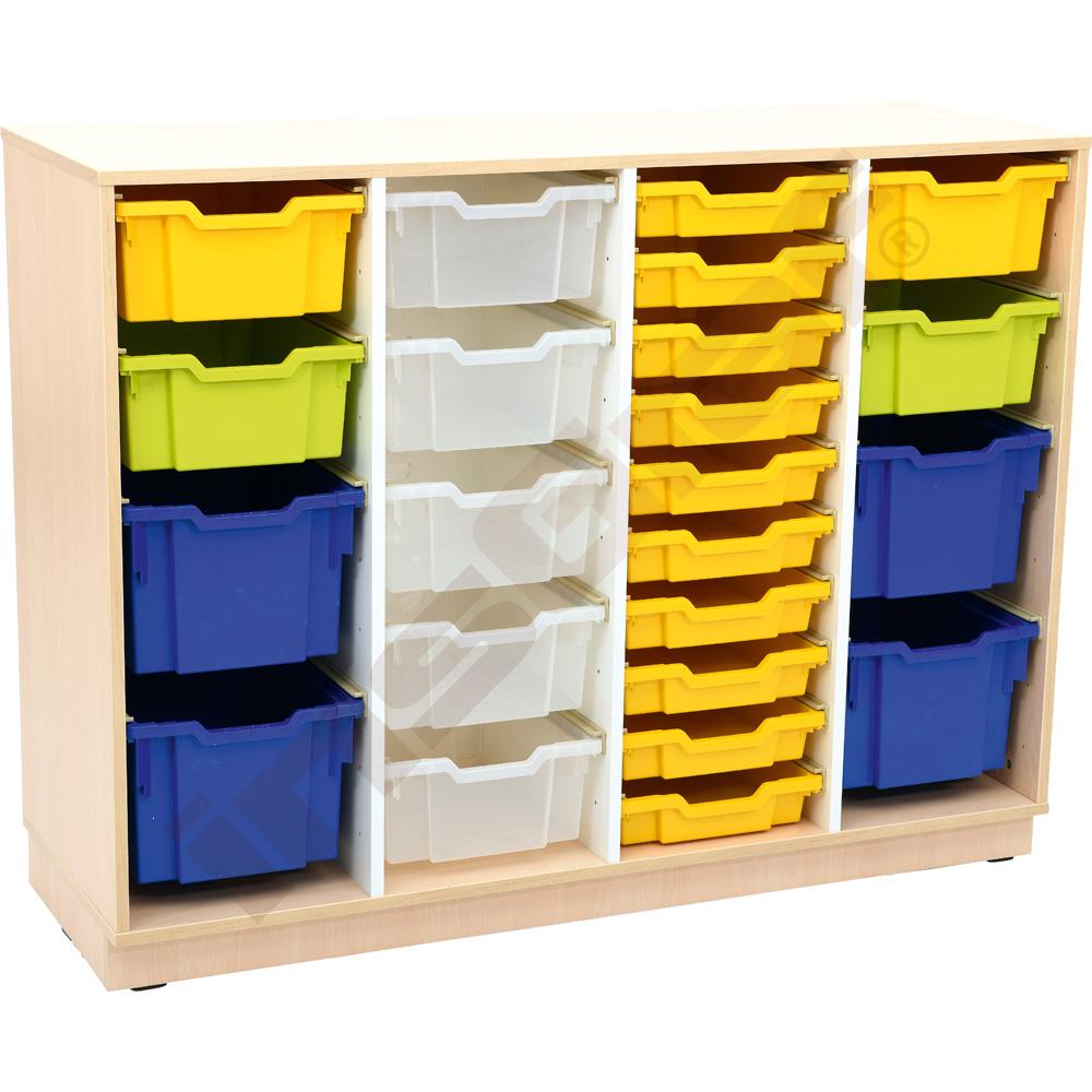 Quadro - skříňka M+ na plastové zásobníky - 4 sloupy, světlý javor 