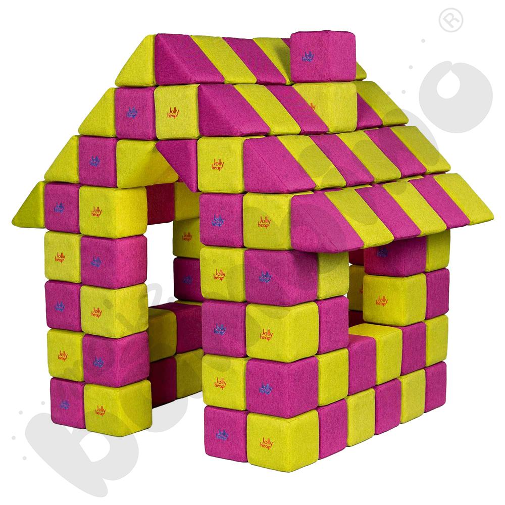Zestaw klocków JollyHeap - różowo-limonkowe, 100 szt.