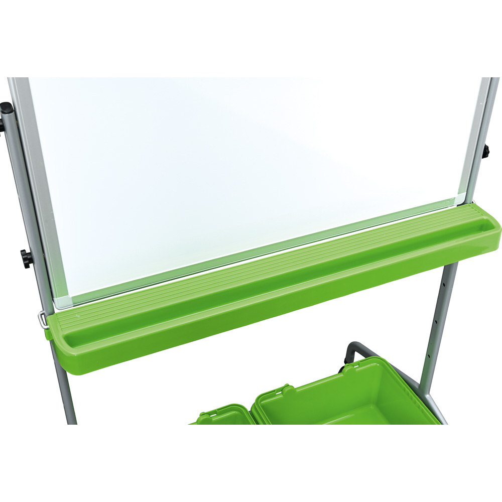 Mobilná, magnetická, nasucho stierateľná tabuľa 75 x 100 cm - zelené úložné boxy