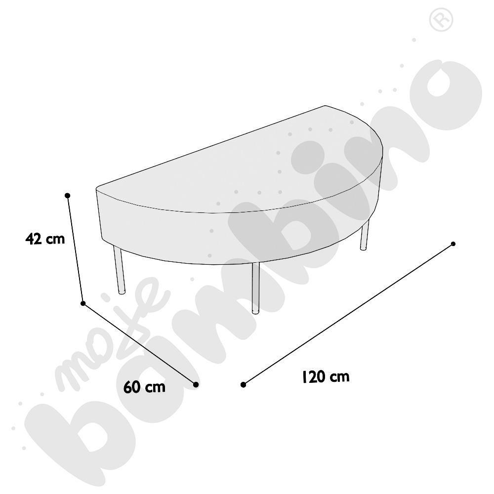 Pufa Versa zaokrąglona 120x60 cm z plastikowymi stopkami, stelaż turkusowy, tkanina RO39