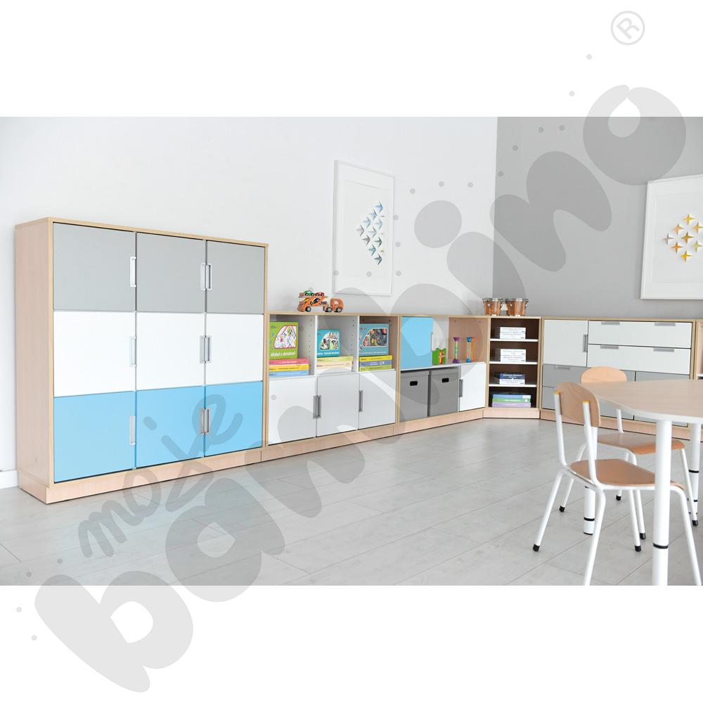 Quadro - regał L z 2 przegrodami i 2 półkami, klon jasny