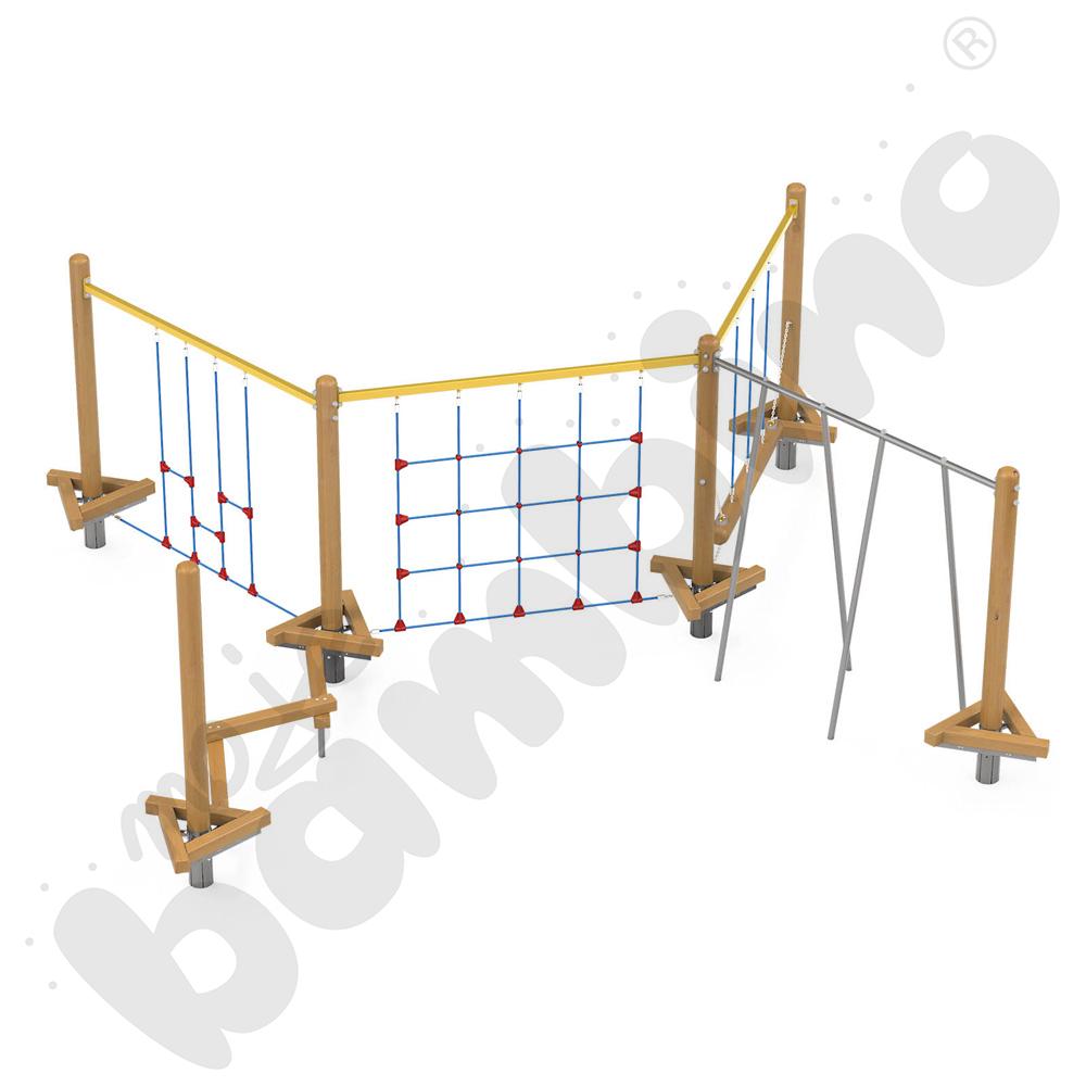 Zestaw Mini park linowy 1, drewniane słupy