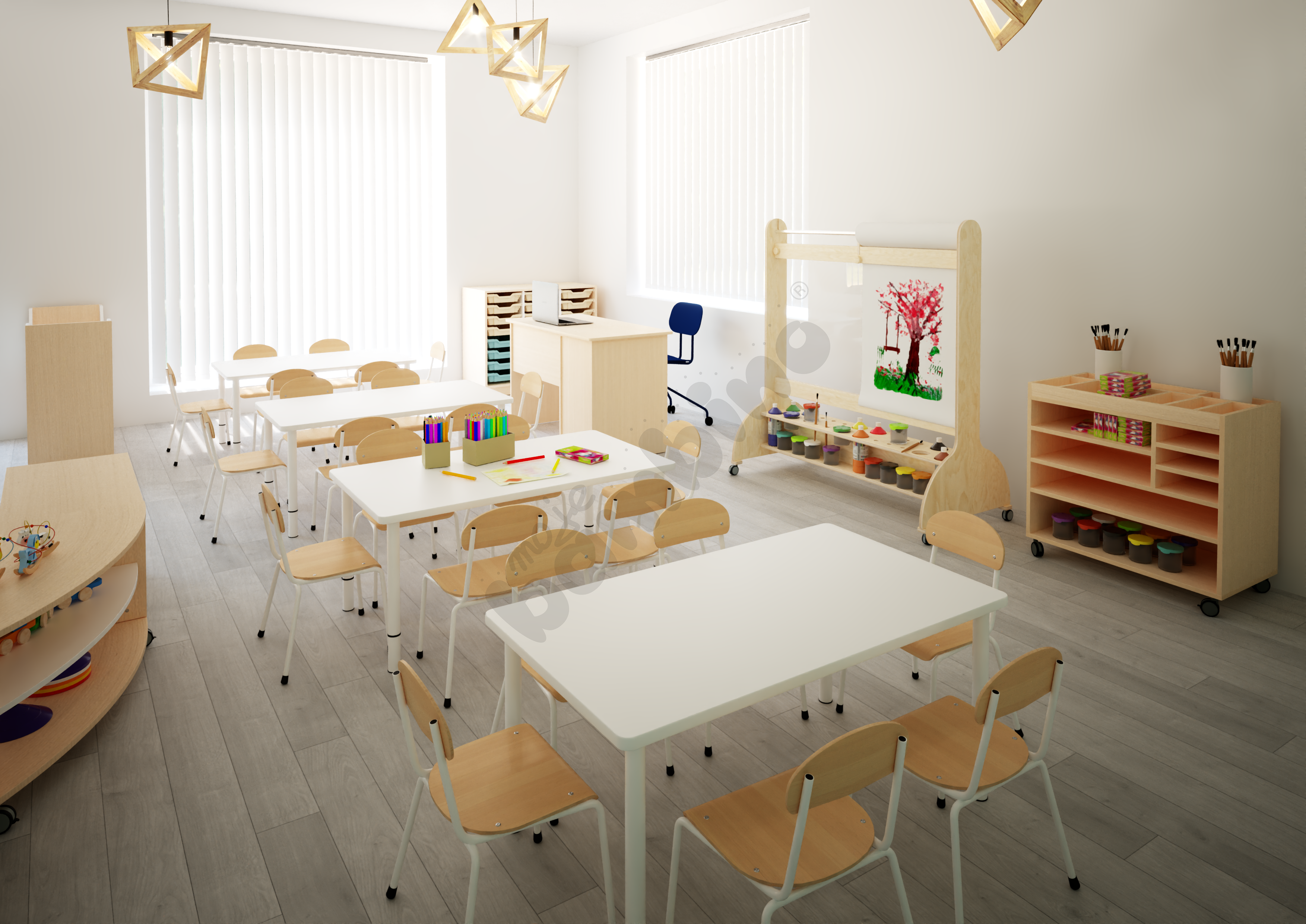  Sala przedszkolna Quadro w odcieniach turkusowych