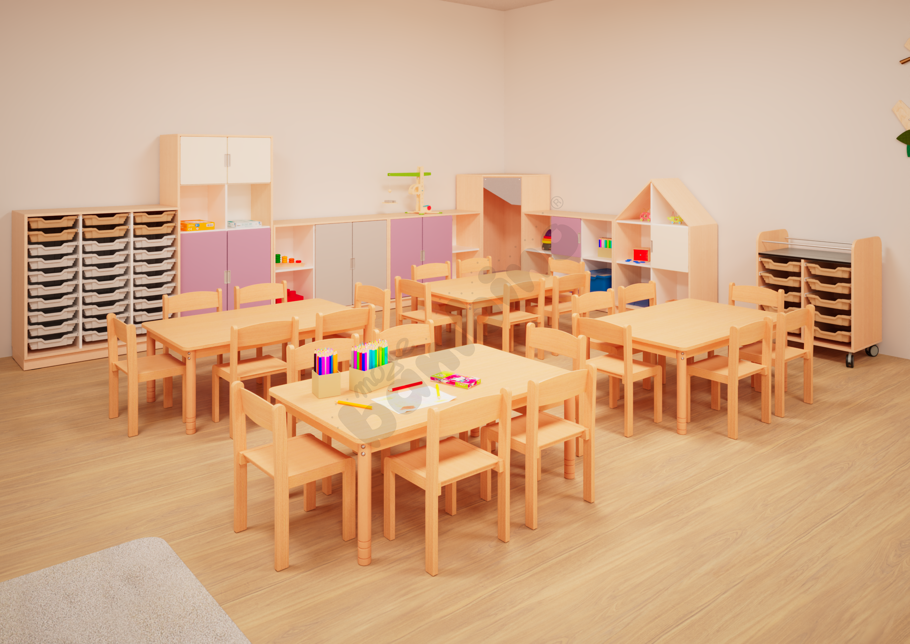 Sala przedszkolna z elementami sensorycznymi