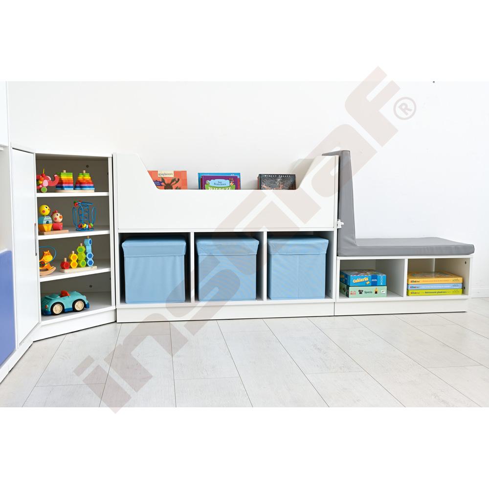 Quadro - knihovnička se dvěma předěly, bílá 