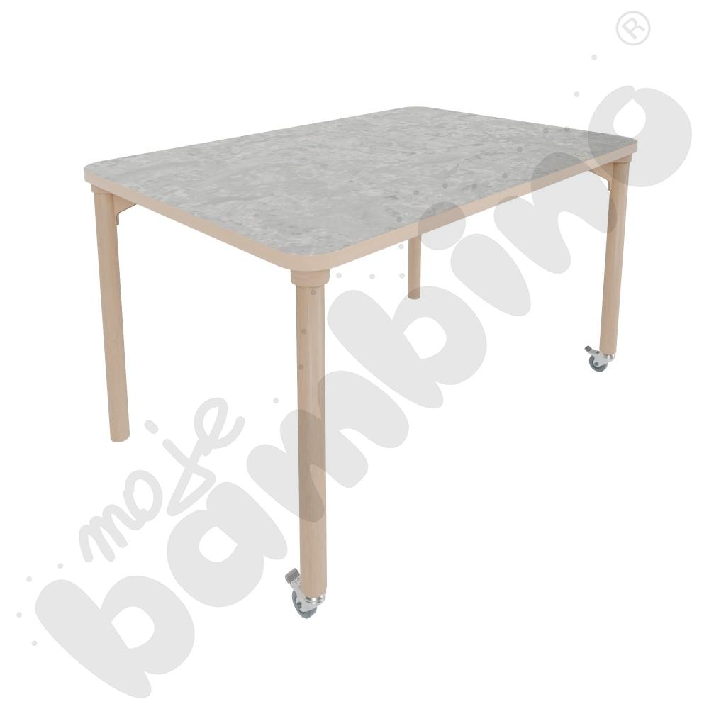 Stół Marcus 120 x 80 cm, rozm. 5, nogi drewniane brzozowe z 2 kółkami, blat cichy jasnoszary, obrzeże ABS