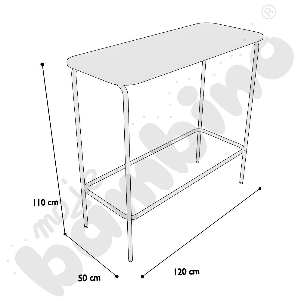 Stół Versa wysoki z plastikowymi stopkami, stelaż antracytowy, blat dąb