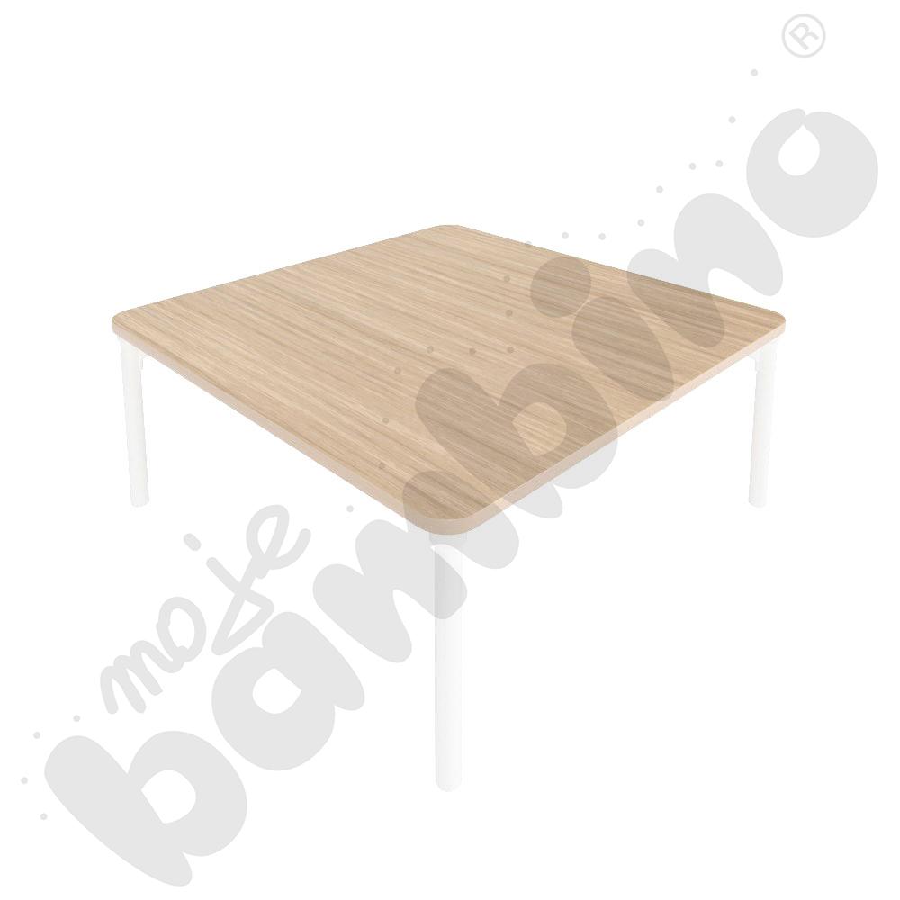 Stół Marcus prostokątny 80 x 120 rozm. 3, stelaż drewniany biały, stopka drewniana, blat HPL klon, narożniki zaokrąglone