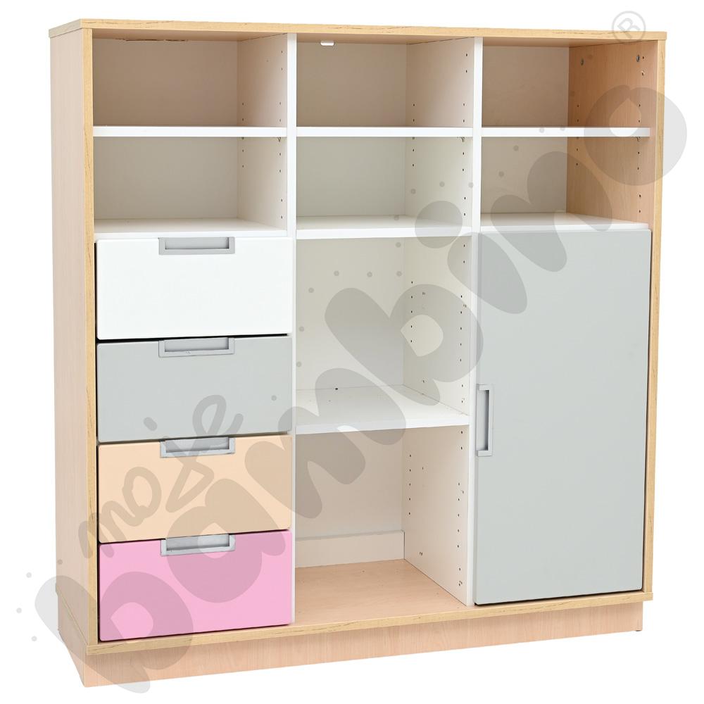 Quadro - regał L z 2 przegrodami i 2 półkami, klon jasny