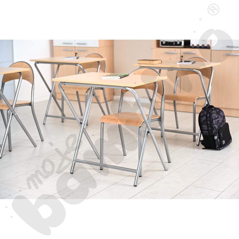 Stolik składany Iwo z krzesłem P, rozm. 6, aluminium