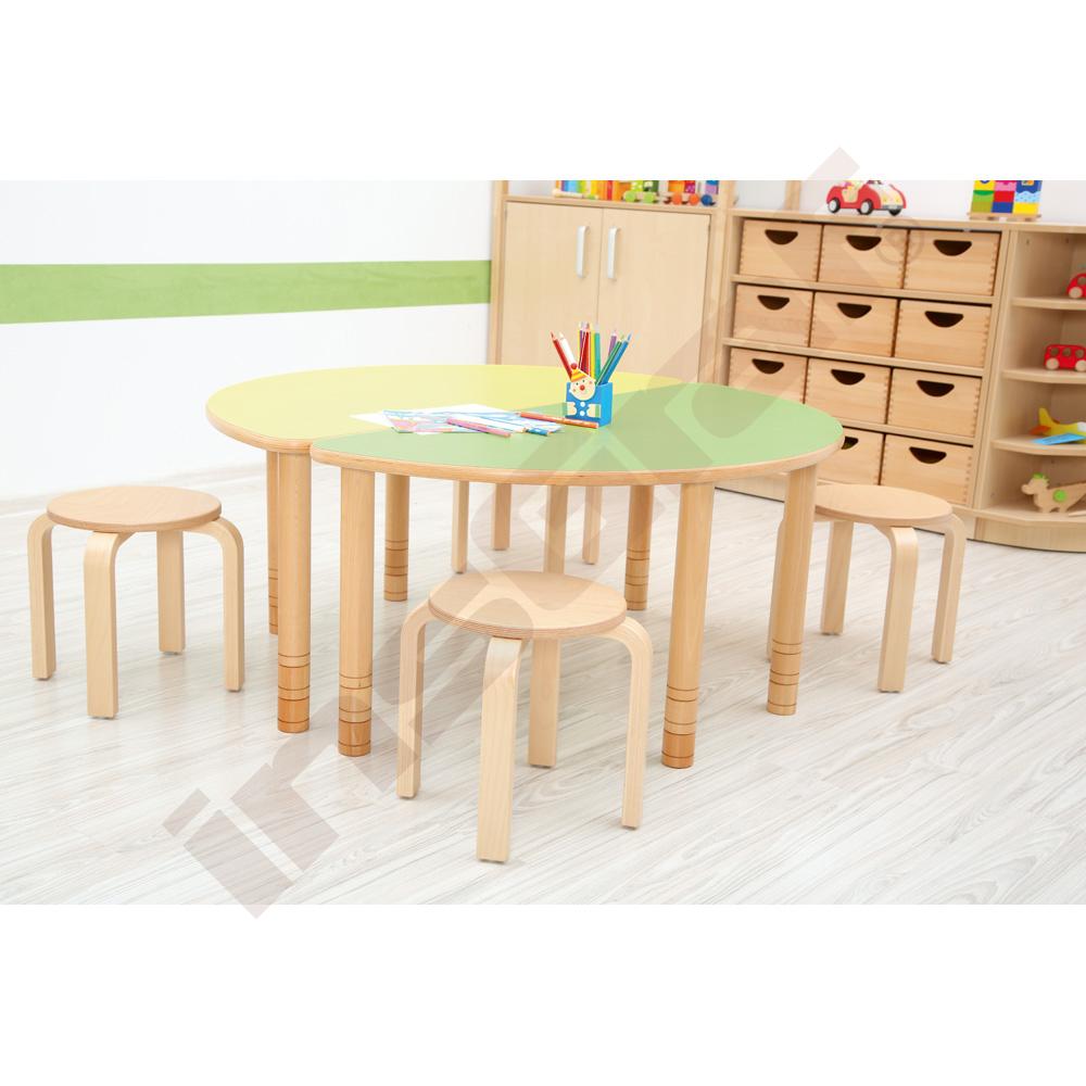 Půlkulatý stůl Flexi - žlutý - reg. výšky 40 - 58 cm - k židlím 21-35 cm 