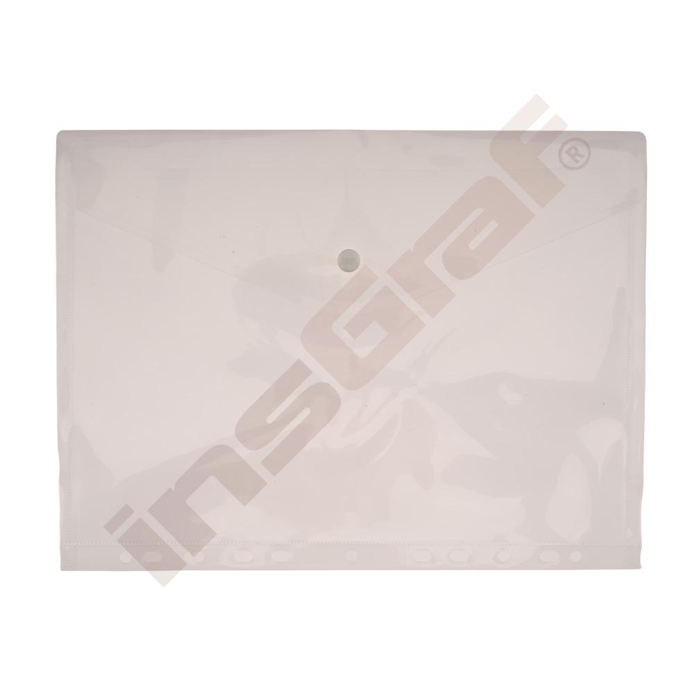 
Perforierte Dokumententasche mit Druckknopf, A4, transparent
