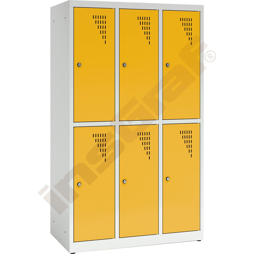 Šatňová skrinka 6 modulov, 150 cm - žlté dvierka