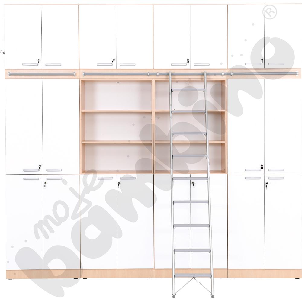 Grande - Wysoki regał z modułem do mocowania drabiny 27 - klonowo-biały
