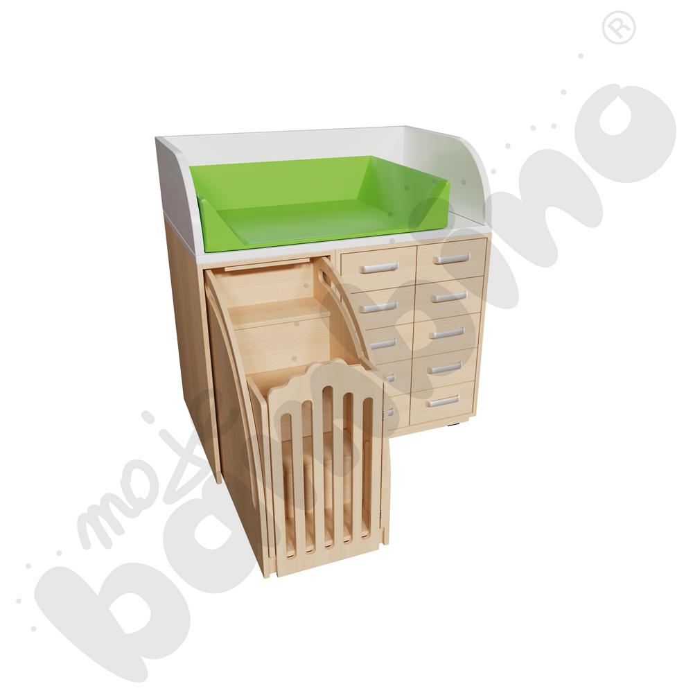 Przewijak, szer. 115 cm ze schodami - zielony materac