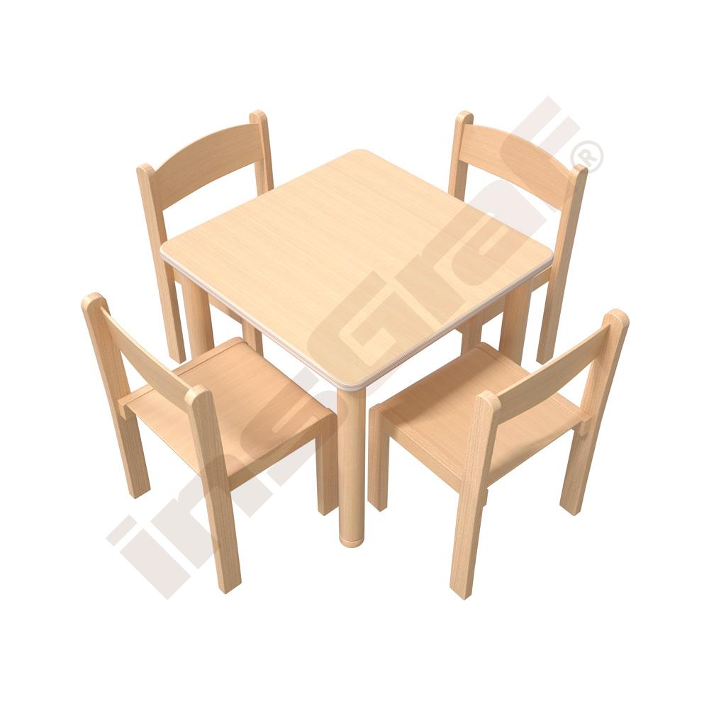 Stůl Flexi čtvercový 60 x 60 buk a 4 židle Filípek buk, vel. 2