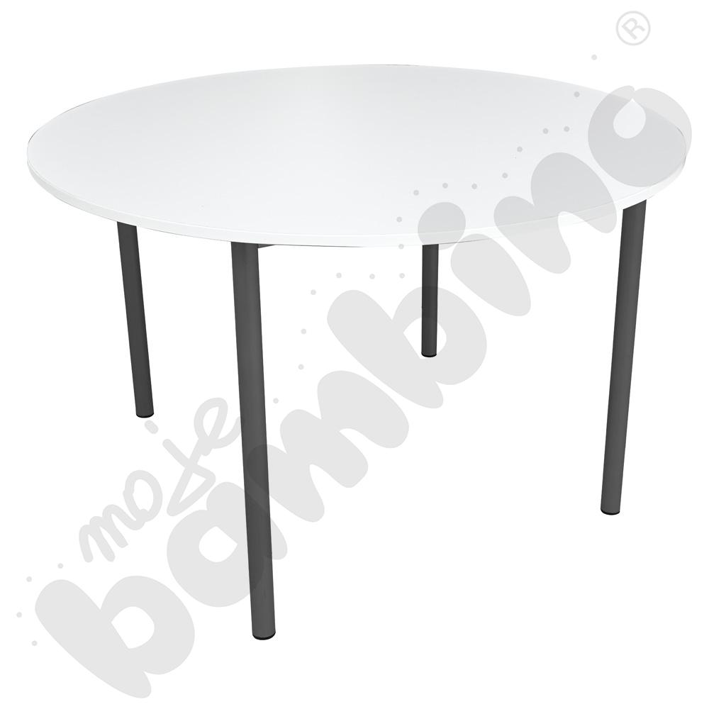 Stół Mila okrągły 120 cm, rozm. 6, blat biały, stelaż antracytowy