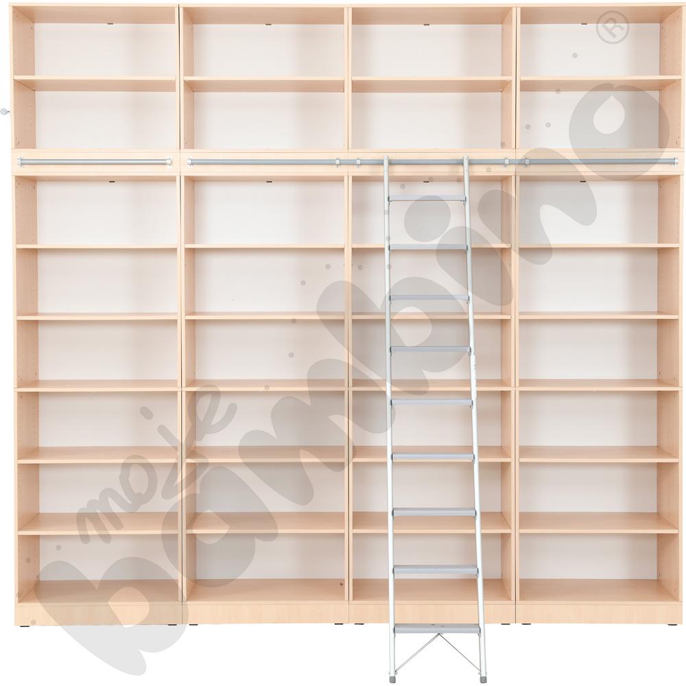 Grande - Wysoki regał z modułem do mocowania drabiny 25 - klon jasny