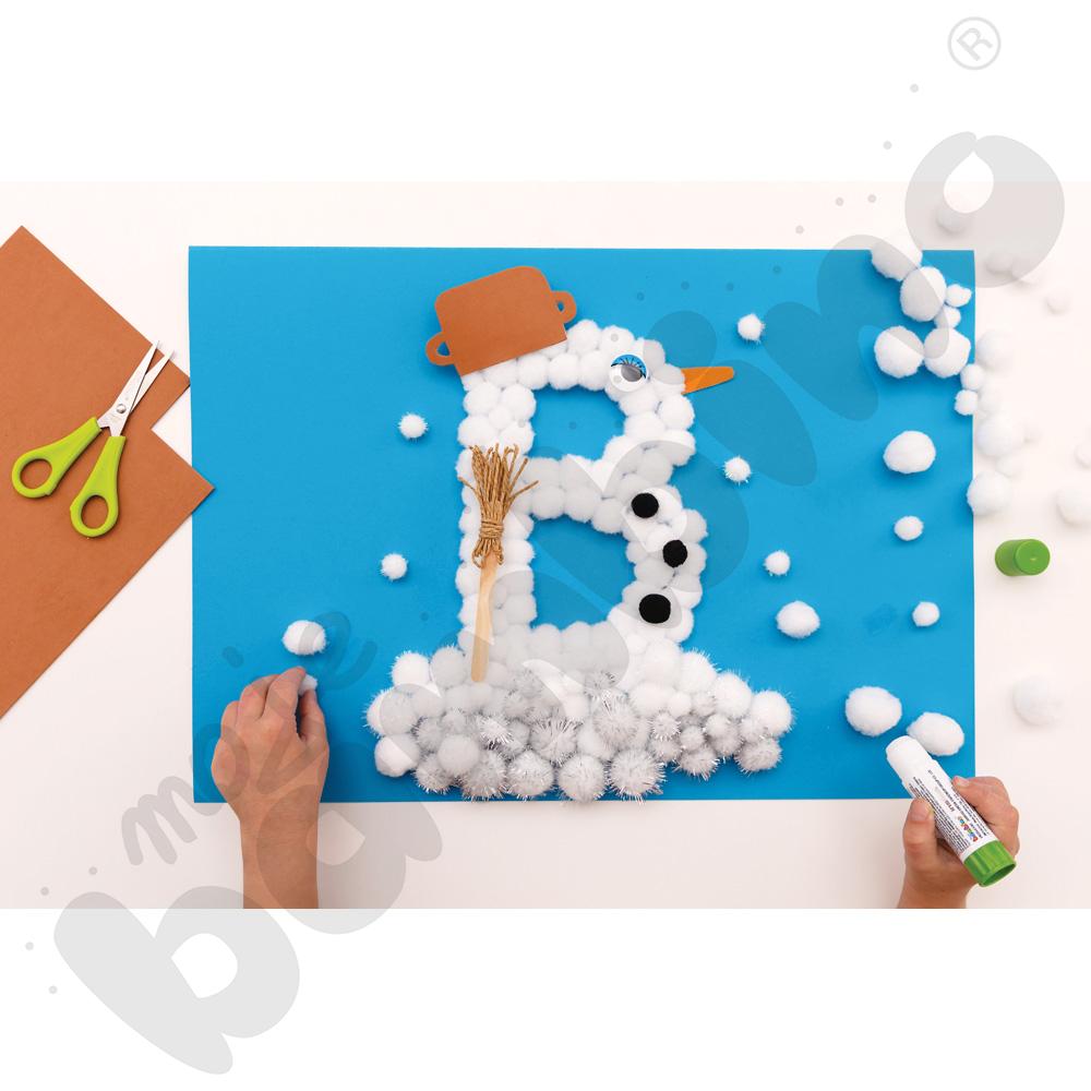 Pompony białe i srebrne, 200 szt.