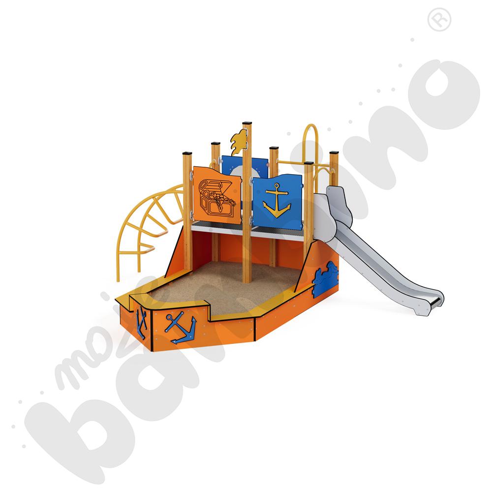 Quadro - zestaw Statek z piaskownicą, drewniane słupy