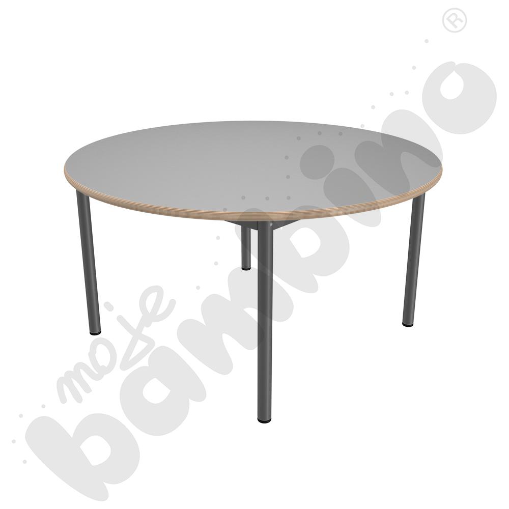 Stół Mila okrągły 120 cm, rozm. 4, blat szary, stelaż antracytowy