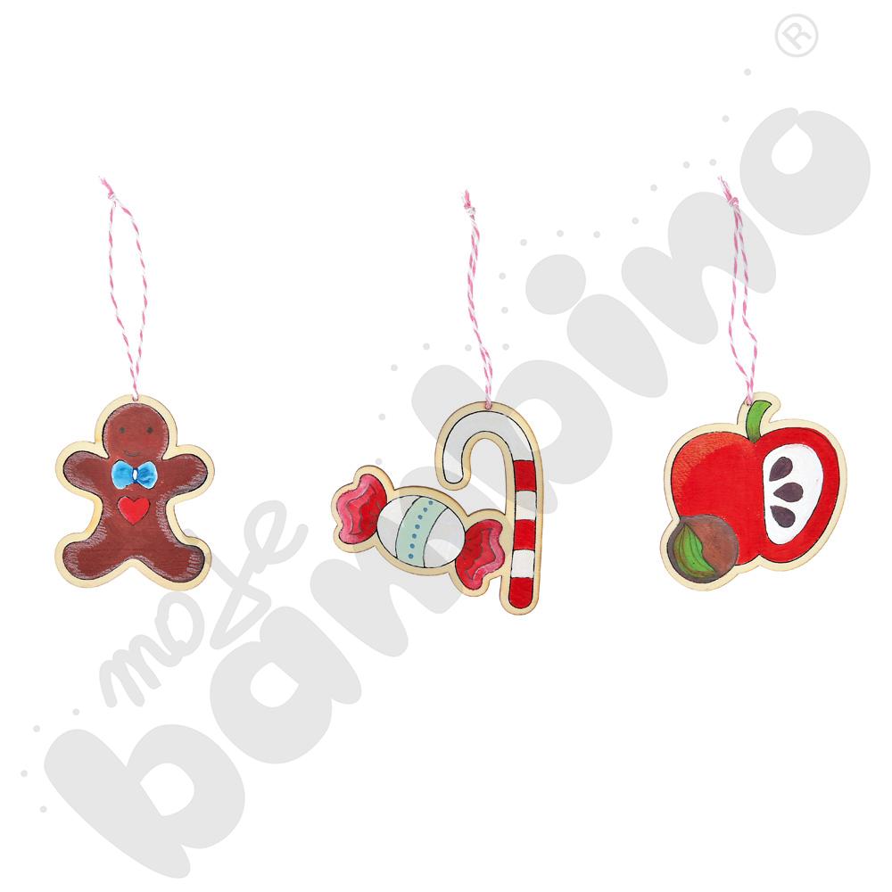 Drewniane zawieszki bożonarodzeniowe