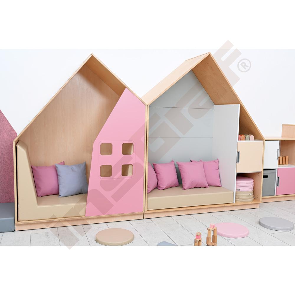 Quadro - skříňka-domeček se 2 policemi, korpus světlý javor, šedá
