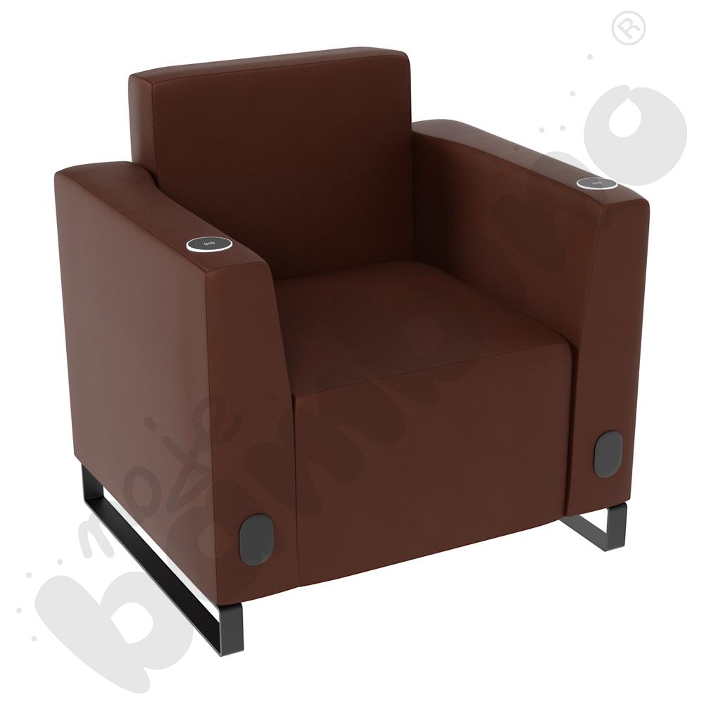 Fotel Universum wys. 82 cm, 2 boki niskie, oba z gniazdkiem elektrycznym i indukcją, tkanina MT03